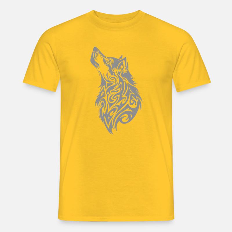 Nordischer Wolf Tribal Tattoo - Männer T-Shirt - Gelb