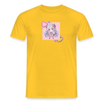 Pastell-Chibi Herzakzent - Männer T-Shirt - Gelb - Vorne - AI Model Male 178 dark (178cm)