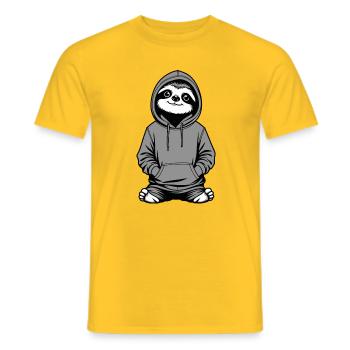Sweat à capuche Slow-Chill Sloth - T-shirt homme - jaune - Devant - AI Model Male 178 dark (178cm)