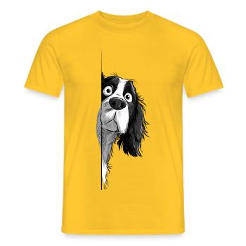 Peeking Cavalier Spaniel Süßer Hundeliebhaber Merch 2 - Männer T-Shirt - Gelb - Vorne - AI Model Male 178 dark (178cm)