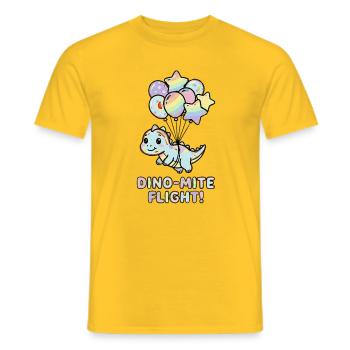 Dino-Mite Flug: Regenbogenballons - Männer T-Shirt - Gelb - Vorne - AI Model Male 178 dark (178cm)