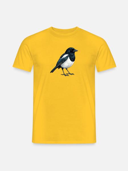 Elster – Vogelillustration - Männer T-Shirt - Gelb