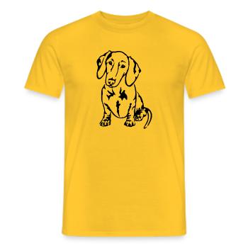 Dachshund - Men's T-Shirt - yellow - Front - AI Model Male 178 dark (178cm)