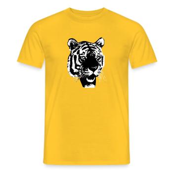 Ein Tiger Gesicht als Symbol für Kraft und Stärke - Männer T-Shirt - Gelb - Vorne - AI Model Male 178 dark (178cm)