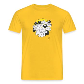 Schafe beobachten Dich - Männer T-Shirt - Gelb - Vorne - AI Model Male 178 dark (178cm)