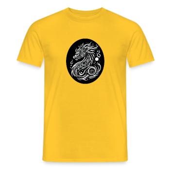 Tribal Dragon Black and White - Men's T-Shirt - yellow - Front - AI Model Male 178 dark (178cm)