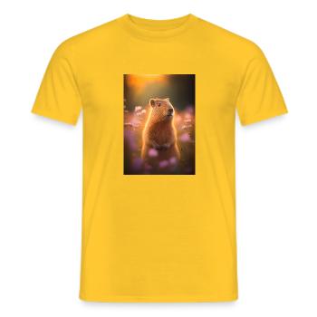 Capybara in Nature Wasserschwein - Männer T-Shirt - Gelb - Vorne - AI Model Male 178 dark (178cm)