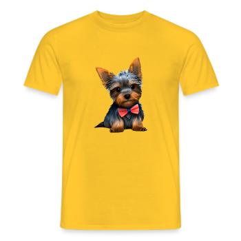 Dog Owner Yorkshire Terrier Puppy Dog - Men's T-Shirt - yellow - Front - AI Model Male 178 dark (178cm)