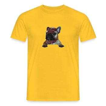 Bully, Frenchie, Français Bulldog, Cadeau - T-shirt homme - jaune - Devant - AI Model Male 178 dark (178cm)
