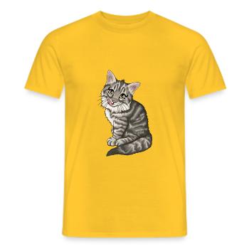 Norwegische Waldkatze getigert Tiger Illustration - Männer T-Shirt - Gelb - Vorne - AI Model Male 178 dark (178cm)