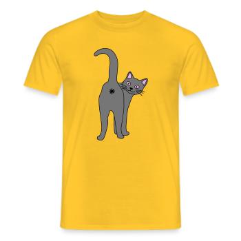 Freche Katze - Männer T-Shirt - Gelb - Vorne - AI Model Male 178 dark (178cm)