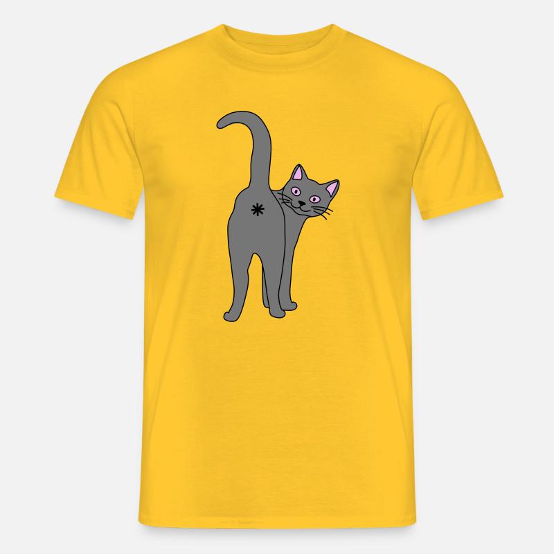 Freche Katze - Männer T-Shirt - Gelb