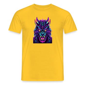 Neon Wolf Spirit - Men's T-Shirt - yellow - Front - AI Model Male 178 dark (178cm)