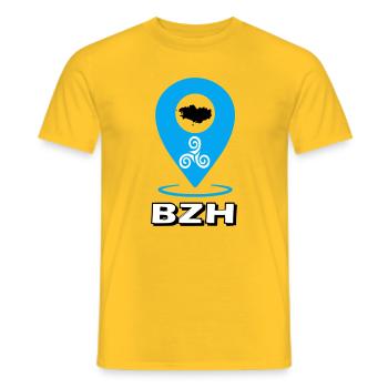 Triskel Breizh Blue - Men's T-Shirt - yellow - Front - AI Model Male 178 dark (178cm)