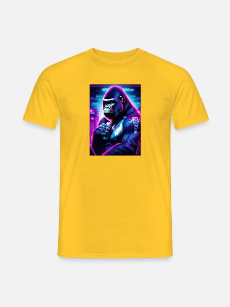 Neon gorilla in cyberpunk style - Men's T-Shirt - yellow