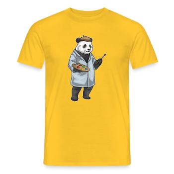 Peinture au pinceau de peintre panda - T-shirt homme - jaune - Devant - AI Model Male 178 dark (178cm)