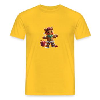 Gingerbread man with winter splendour - Men's T-Shirt - yellow - Front - AI Model Male 178 dark (178cm)