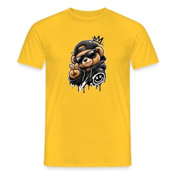 Sweat à capuche Graffiti Panda King - T-shirt homme - jaune - Devant - AI Model Male 178 dark (178cm)