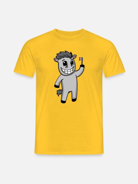Esel Zähne putzen - Männer T-Shirt - Gelb