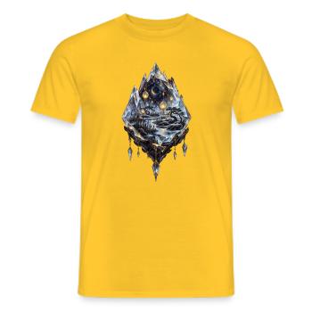 Sternenmoor im schwebenden Kristallterrarium - Männer T-Shirt - Gelb - Vorne - AI Model Male 178 dark (178cm)