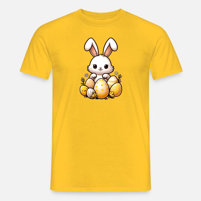 Cute Easter bunny with easter eggs - Men’s T-shirt - yellow