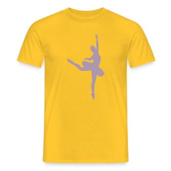 Minimalist ballet silhouette ballerina women - Men's T-Shirt - yellow - Front - AI Model Male 178 dark (178cm)