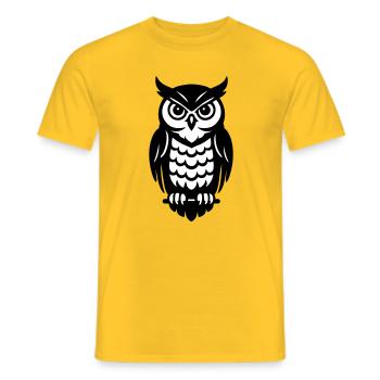 Owls in black and white - Men's T-Shirt - yellow - Front - AI Model Male 178 dark (178cm)