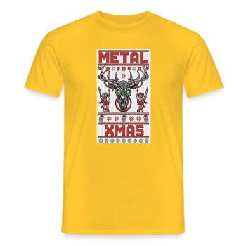 Metallic Xmas Deer Head - Men's T-Shirt - yellow - Front - AI Model Male 178 dark (178cm)