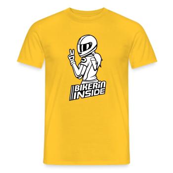 Motard à l’intérieur (les couleurs peuvent être changées) - T-shirt homme - jaune - Devant - AI Model Male 178 dark (178cm)