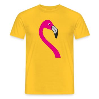 Flamingo Neon Pink Silhouette - Männer T-Shirt - Gelb - Vorne - AI Model Male 178 dark (178cm)