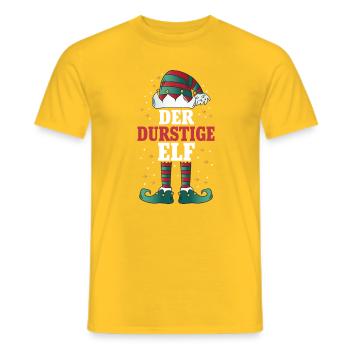 Weihnachten Der Durstige Elf - Männer T-Shirt - Gelb - Vorne - AI Model Male 178 dark (178cm)