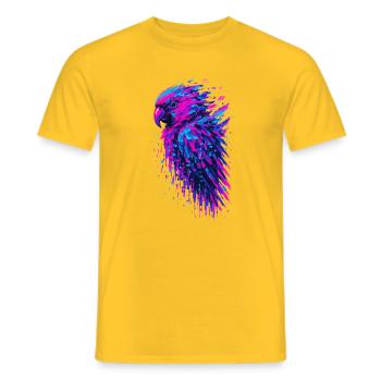 Parrot Glitch Art Cyber Vibrating - Men's T-Shirt - yellow - Front - AI Model Male 178 dark (178cm)