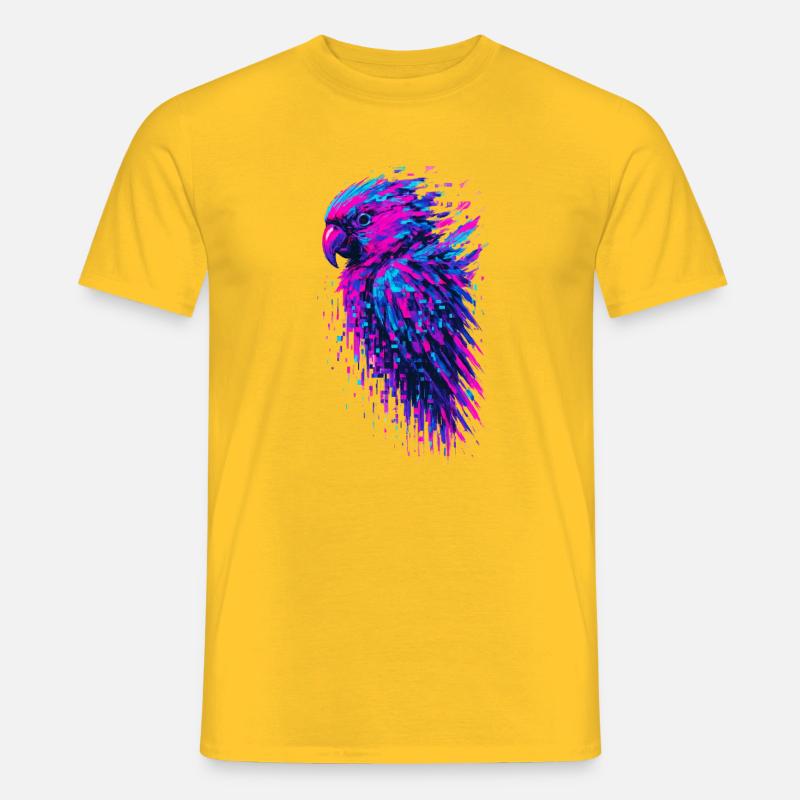 Papagei-Glitch-Kunst Cyber-Vibration - Männer T-Shirt - Gelb