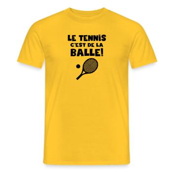 le tennis c'est de la balle - T-shirt homme - jaune - Devant - AI Model Male 178 dark (178cm)