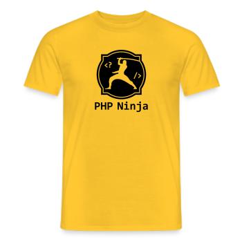 PHP Ninja - PHP Programmer Coder Nerd Webdesign - Men's T-Shirt - yellow - Front - AI Model Male 178 dark (178cm)