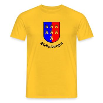 Wappen der Siebenbürger Sachsen "Siebenbürgen" - Männer T-Shirt - Gelb - Vorne - AI Model Male 178 dark (178cm)