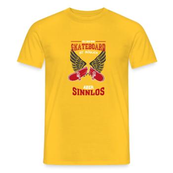 Skateboard broken Leben sinnlos Geschenk - Männer T-Shirt - Gelb - Vorne - AI Model Male 178 dark (178cm)