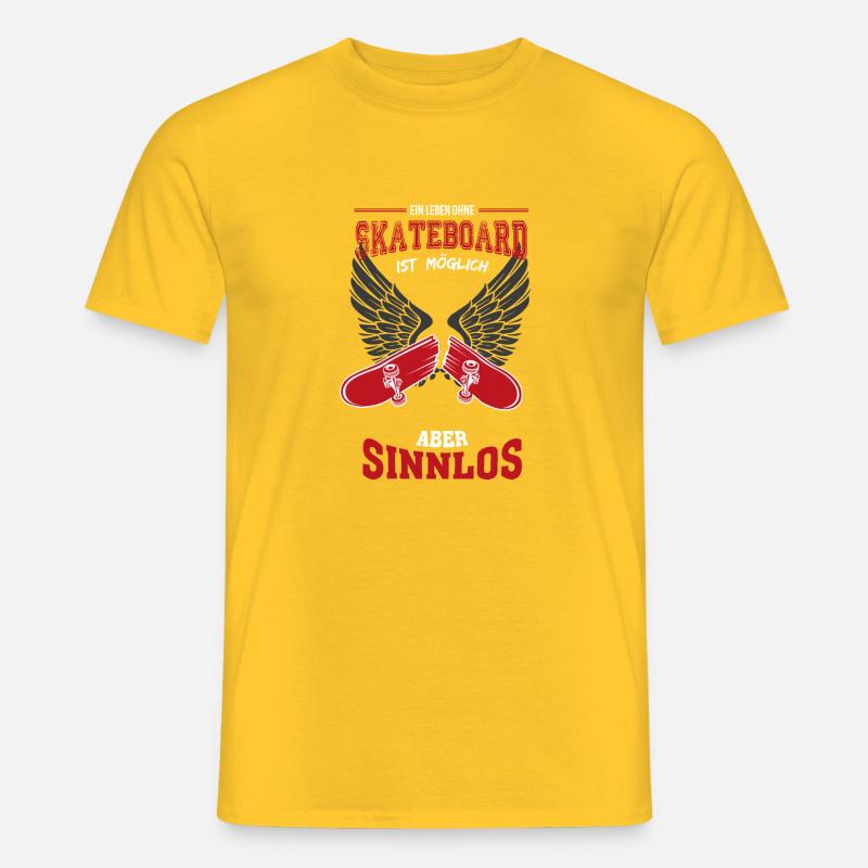 Skateboard broken Leben sinnlos Geschenk - Männer T-Shirt - Gelb