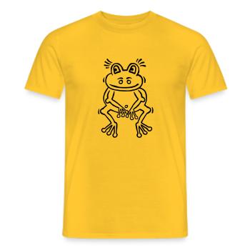 Funny frog in thinker attitude - Men's T-Shirt - yellow - Front - AI Model Male 178 dark (178cm)