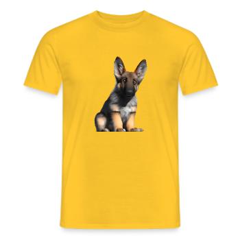 Dog Owner German Shepherd Puppy - Men's T-Shirt - yellow - Front - AI Model Male 178 dark (178cm)