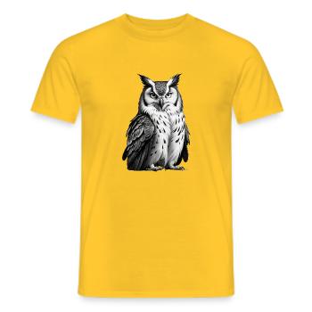 Owl Chic : une mode naturelle et élégante - T-shirt homme - jaune - Devant - AI Model Male 178 dark (178cm)