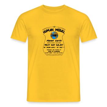 2001 - Männer T-Shirt - Gelb - Vorne - AI Model Male 178 dark (178cm)