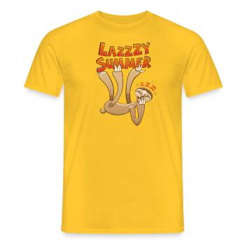 Sleepy sloth yawning and enjoying a lazy summer - Men's T-Shirt - yellow - Front - AI Model Male 178 dark (178cm)