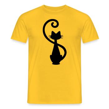 Katze - Chat - Cat - Silhouette - Männer T-Shirt - Gelb - Vorne - AI Model Male 178 dark (178cm)