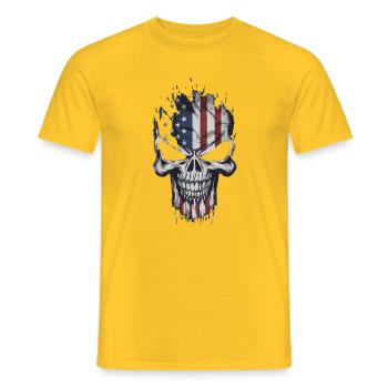 USA Totenkopf - Patriot Skull Design - Männer T-Shirt - Gelb - Vorne - AI Model Male 178 dark (178cm)