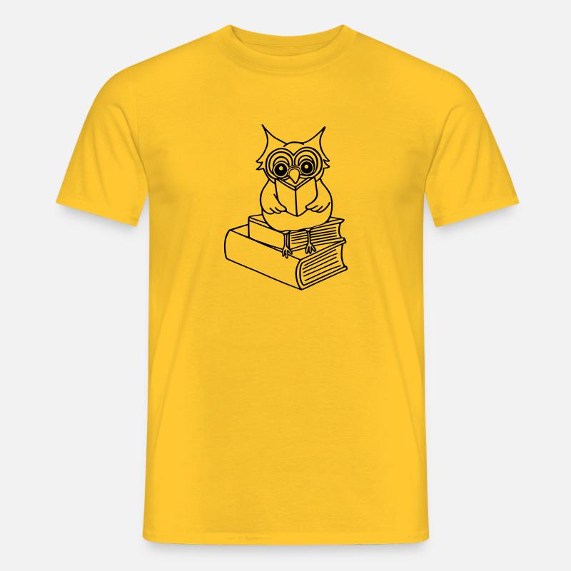 Eule, Bücher - Männer T-Shirt - Gelb