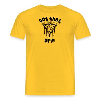 Pizza dégoulinante - T-shirt homme - jaune - Devant - AI Model Male 178 dark (178cm)