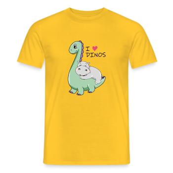 Ich liebe Dinos - Männer T-Shirt - Gelb - Vorne - AI Model Male 178 dark (178cm)