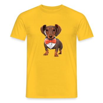Teckel avec chien de costume Chiot Teckel chiot Chiens - T-shirt homme - jaune - Devant - AI Model Male 178 dark (178cm)
