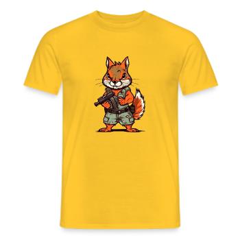 Eichhörnchen bis an die Zähne bewaffnet - Männer T-Shirt - Gelb - Vorne - AI Model Male 178 dark (178cm)